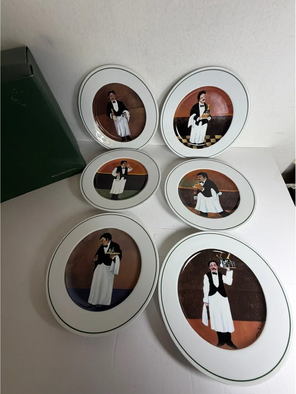 Williams-Sonoma Sommelier The Bad Tip Plates Set of 6 Storage Location S-8